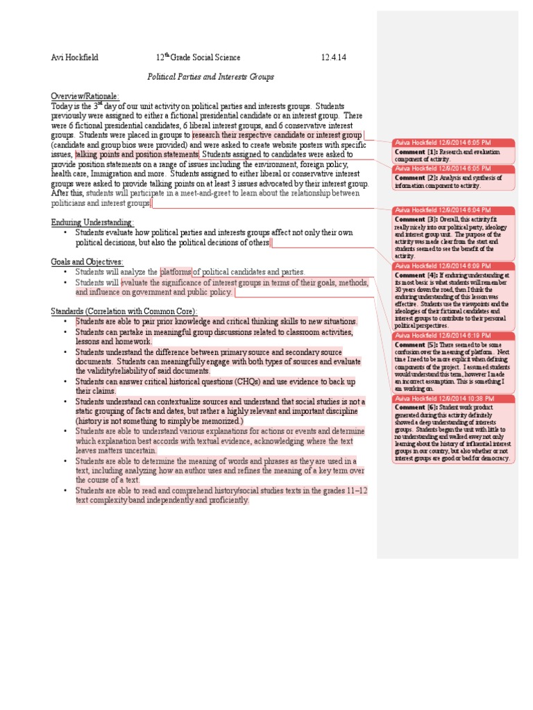 Interest groups lesson plan