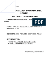 Logueo Geologico, Geotecnico, Hidrogeologico