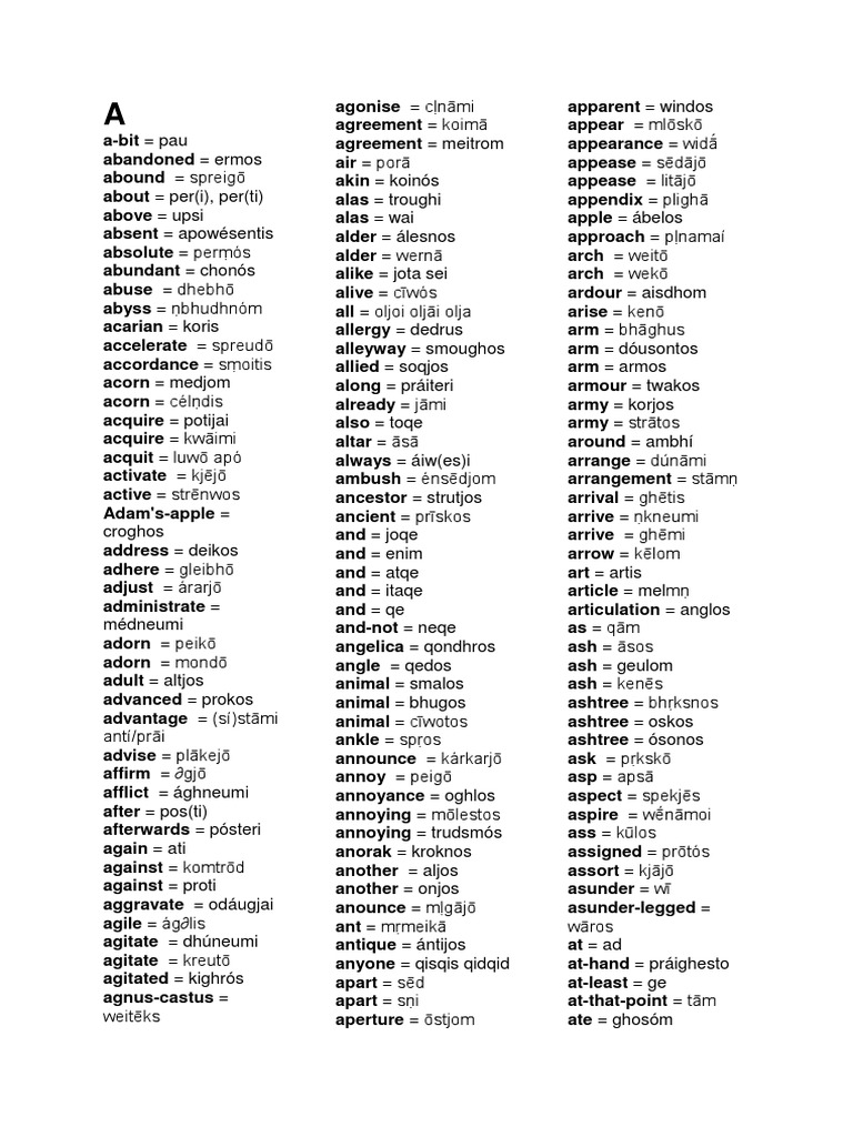 Proto-Indo-European Vocabulary List | PDF