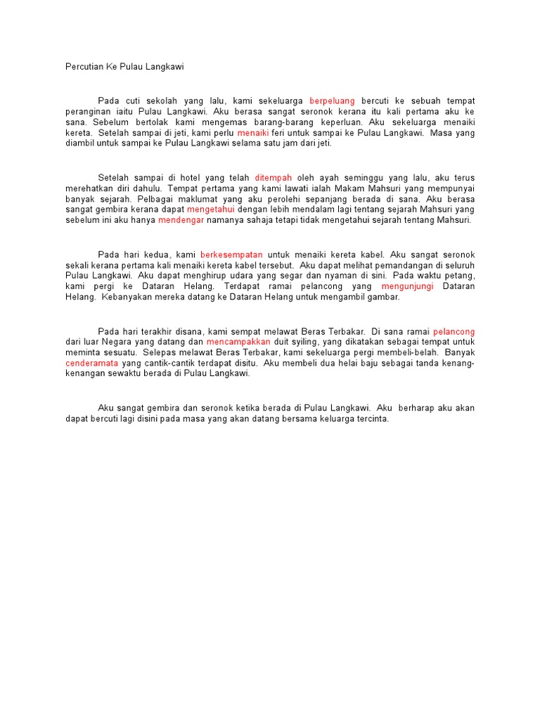 Percutian Ke Pulau Langkawi Pdf