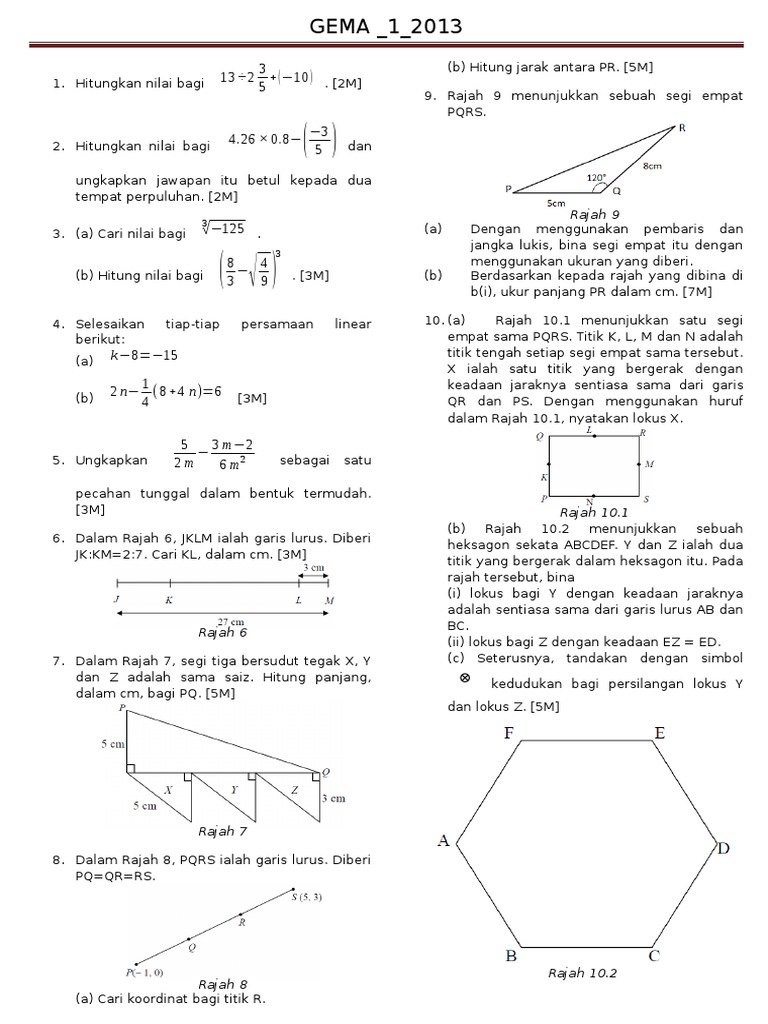 Latih Tubi 1 Matematik Tingkatan 2