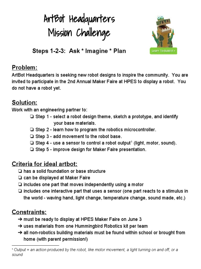 ArtBot Maker Faire Robot Challenge | PDF