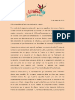 Declaración "Adelante" frente a segunda vuelta Elecciones FEC 2015