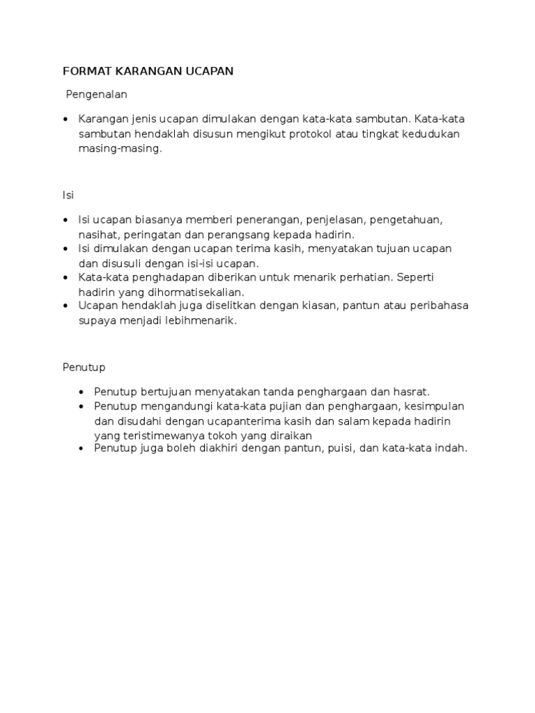 Format Karangan Ucapan