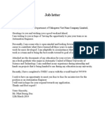 Job Letter: Yokogawa Viet Nam Company Limited