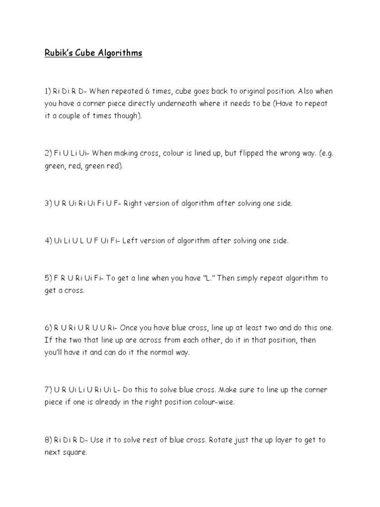 Rubik’s Cube Solving Algorithms | PDF