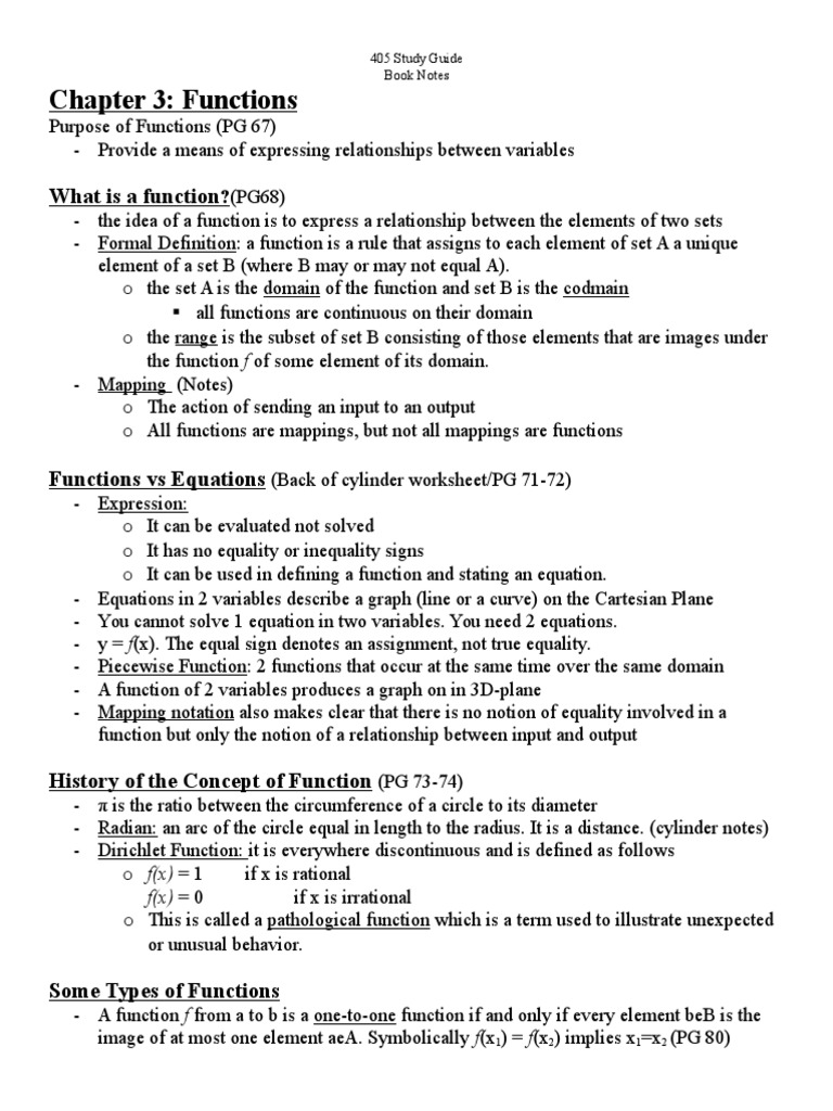 BA 405 Functions Study Guide | PDF | Function (Mathematics) | Equations