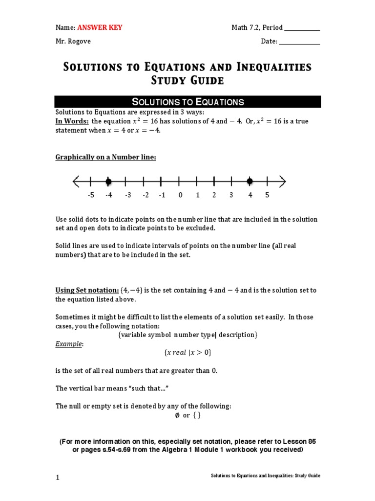Equations and Inequalities Study Guide | PDF | Inequality (Mathematics ...