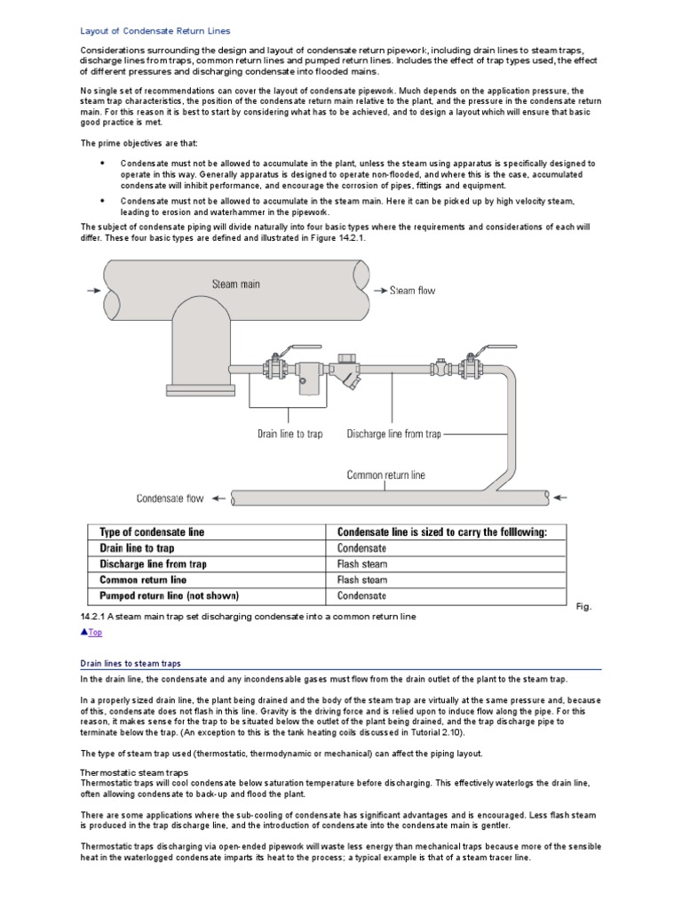 Layout of Condensate Return Lines Steam Pump