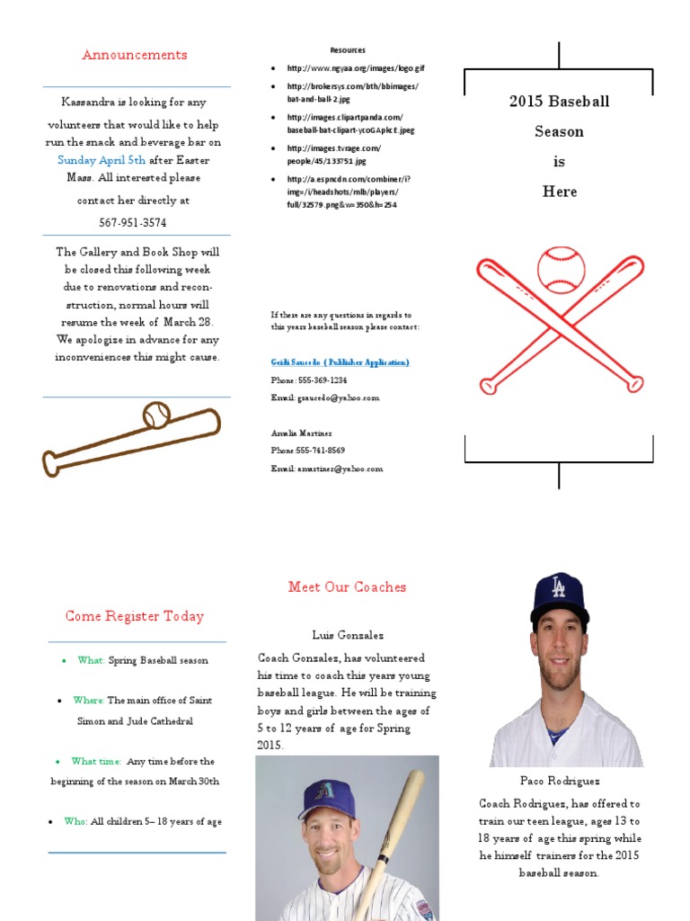 2015 Spring Baseball Registration Info | PDF | Sports & Recreation ...