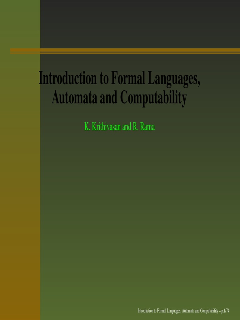 Introduction To Formal Languages, Automata and Computability | PDF ...