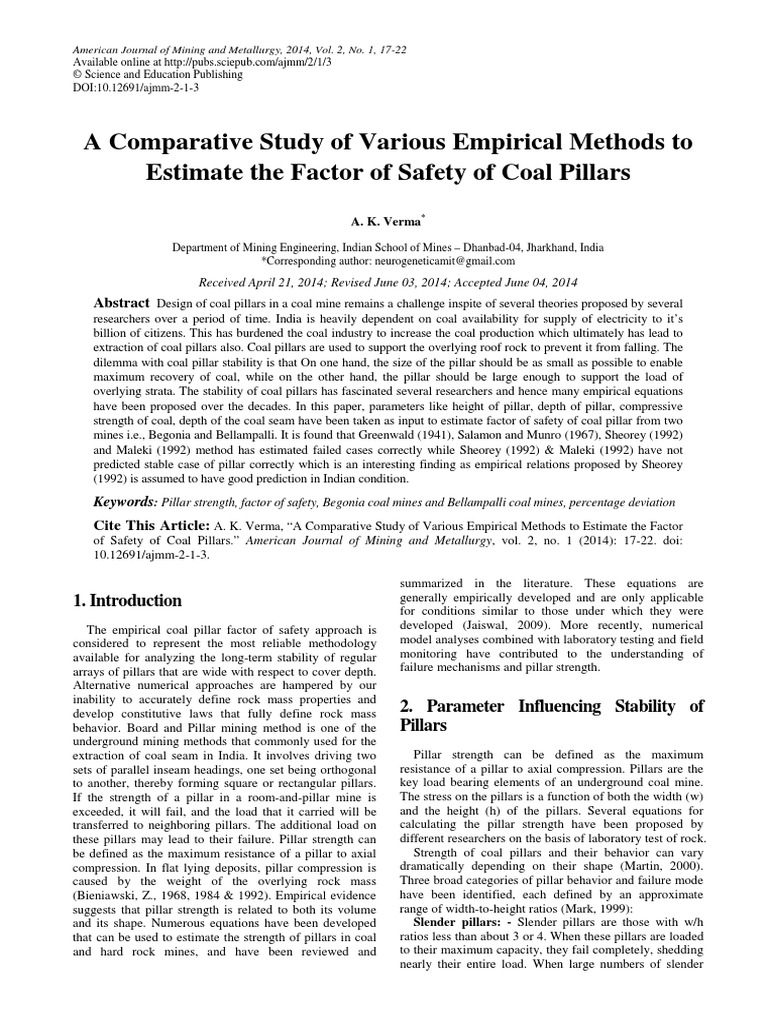 A Comparative Study of Various Empirical Methods To Estimate The Factor ...