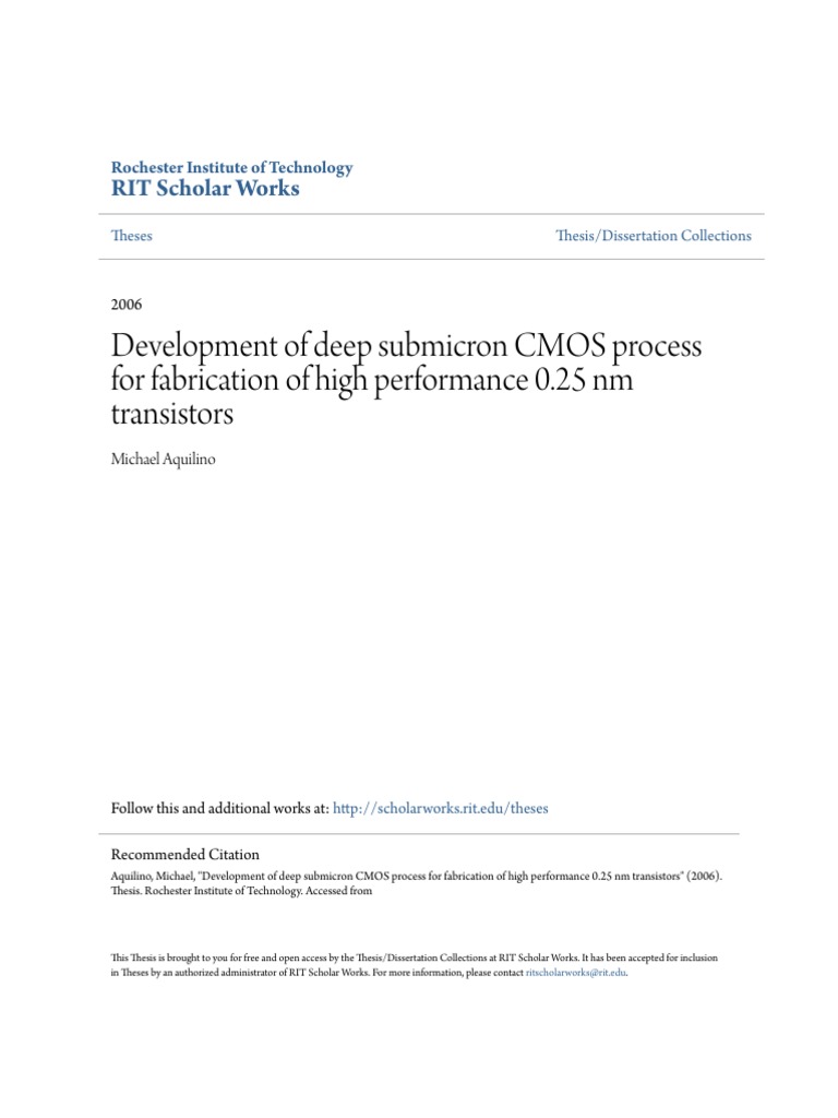 Deep Submicron CMOS Process Development | PDF | Mosfet | Field Effect ...