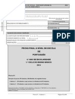 Prova A Nível de Escola - 1º Caderno Português 2014 Verificada