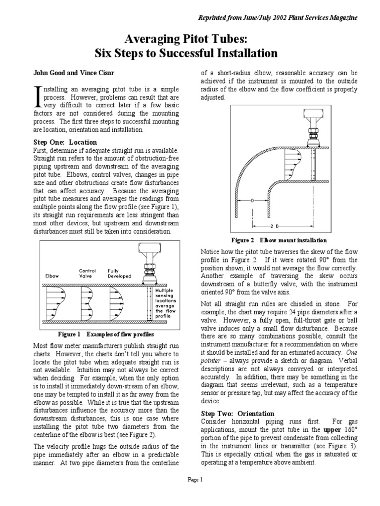 Avg Pitot Tubes - 6 Steps Install | PDF | Pipe (Fluid Conveyance) | Valve