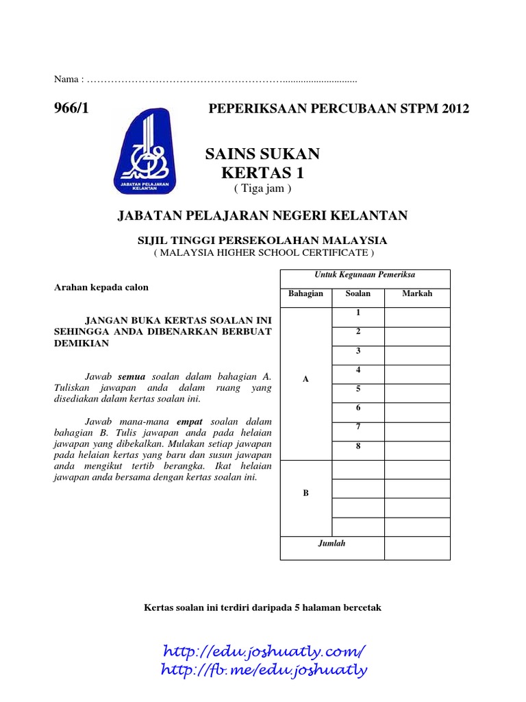 Stpm sains sukan