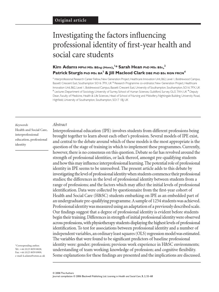 Investigating The Factors Influencing Professional Identity of First
