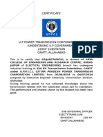 Certificate: U.P Power Transmission Corporation Ltd. (Undertaking U.P Government) 220Kv Substation Cantt, Allahabad