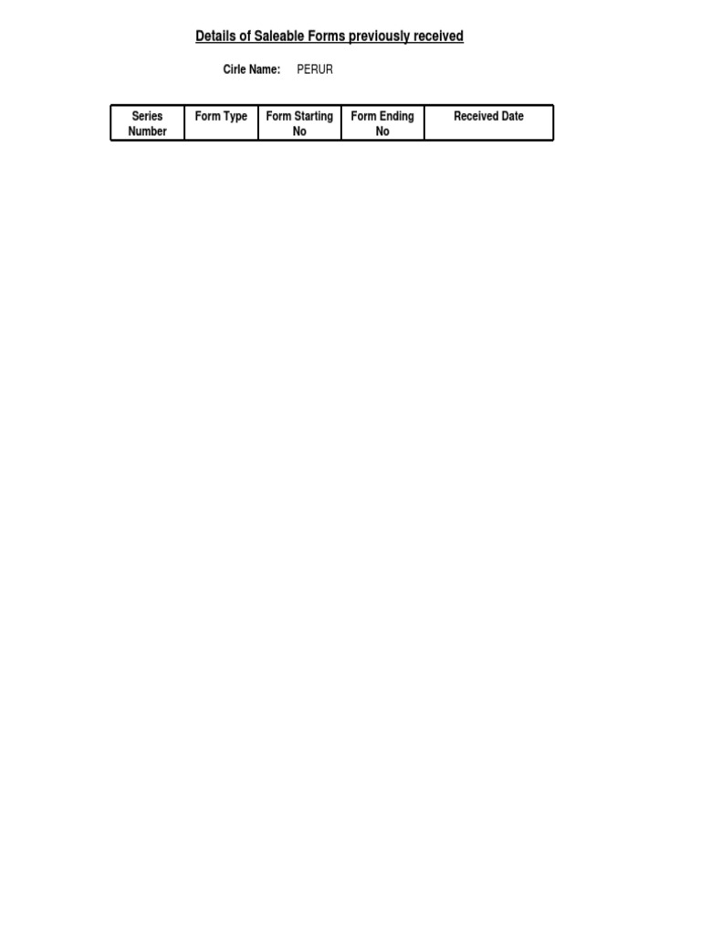 Details of Saleable Forms Previously Received: Cirle Name | PDF