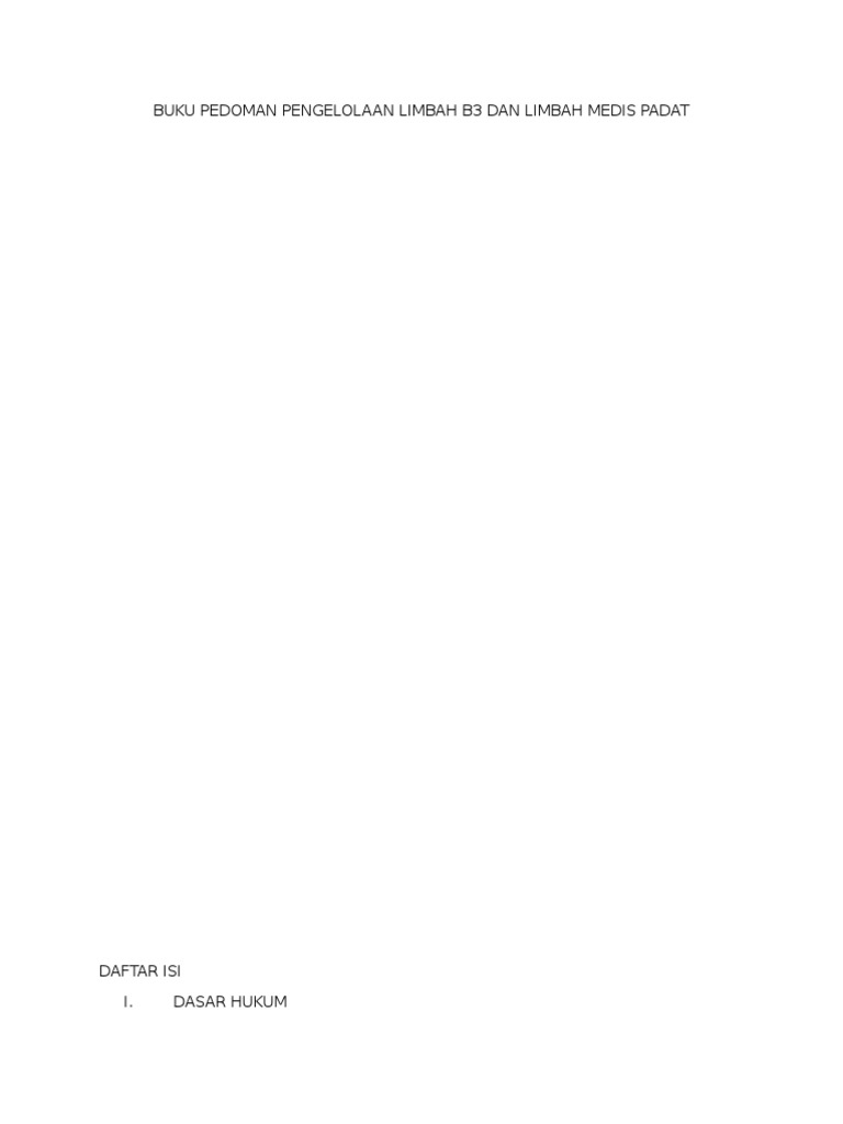 Buku Pedoman Pengelolaan Limbah b3 Dan Limbah Medis Padat