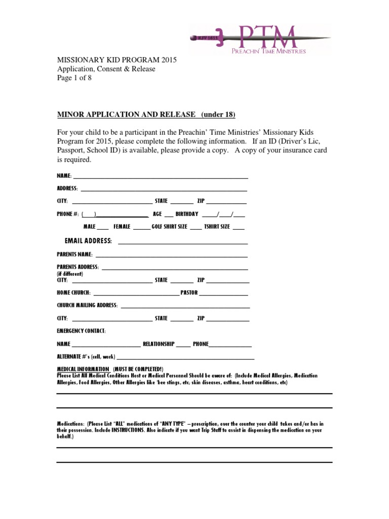 Missionary Kids Program 2015 Application | PDF | Suit (Clothing) | Modesty