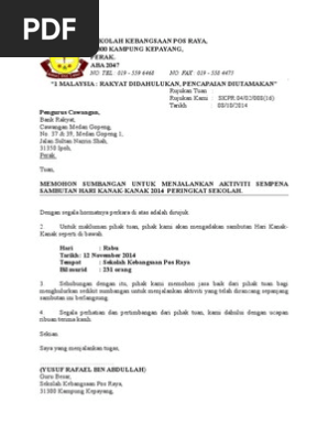 Surat Mohon Sumbangan Bank Rakyat
