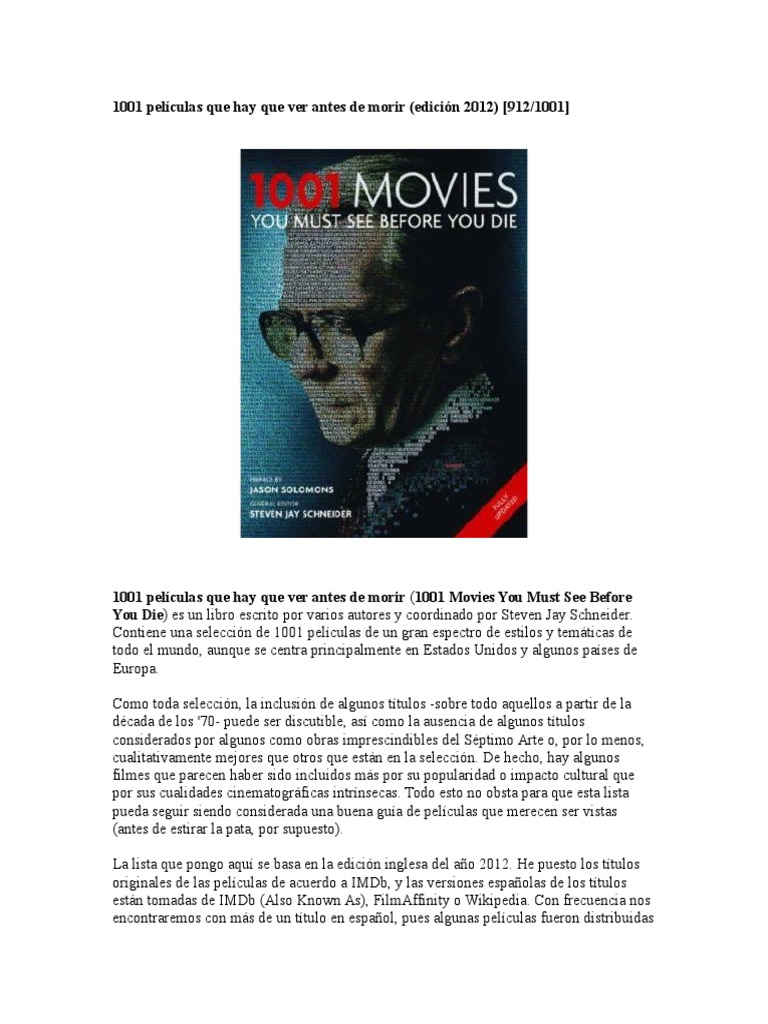 Lista De Peliculas Que Hay Que Ver
