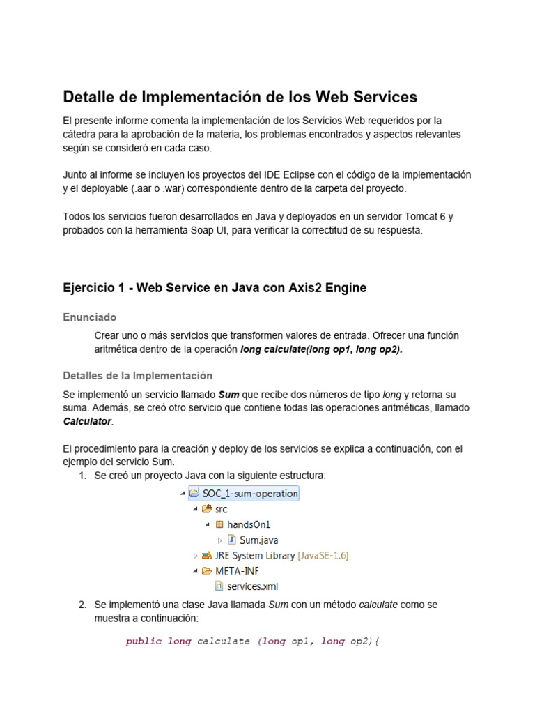 Implementación de Web Services en Java | PDF | Java (lenguaje de ...