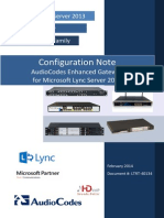 LTRT-40134 Microsoft Lync Server 2013 - Enhanced Gateway Configuration Note