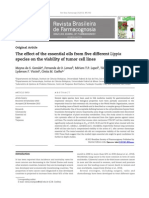 The Effect of The Essential Oils From Five Different Lippia Species On The Viability of Tumor Cell Lines