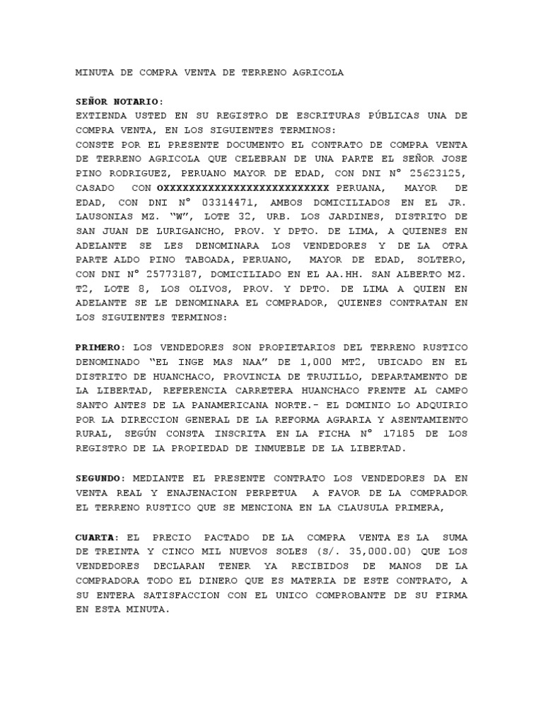 MINUTA DE COMPRA VENTA DE TERRENO AGRICOLA.doc