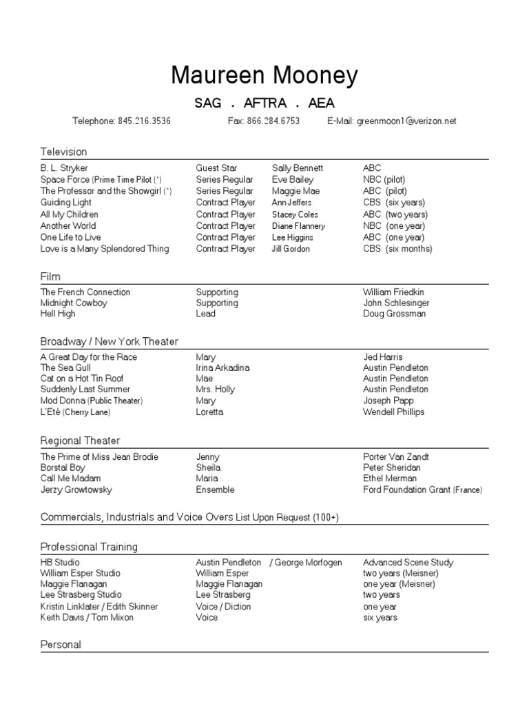 Actor's Portfolio & Experience | PDF