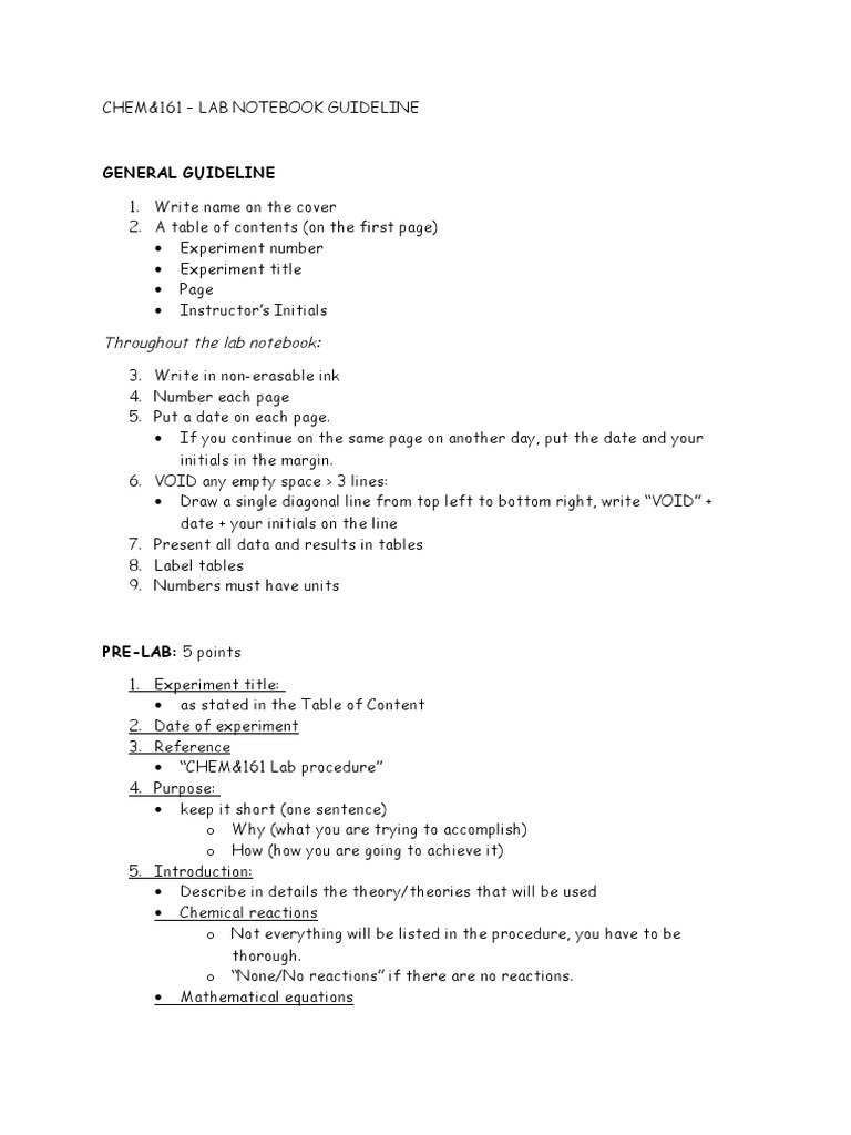 Lab Notebook Guideline | PDF | Errors And Residuals | Mass