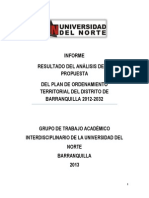 2013 UniNorte Resultados Del Análisis de La Propuesta Del POT Barranquilla 2012-2032