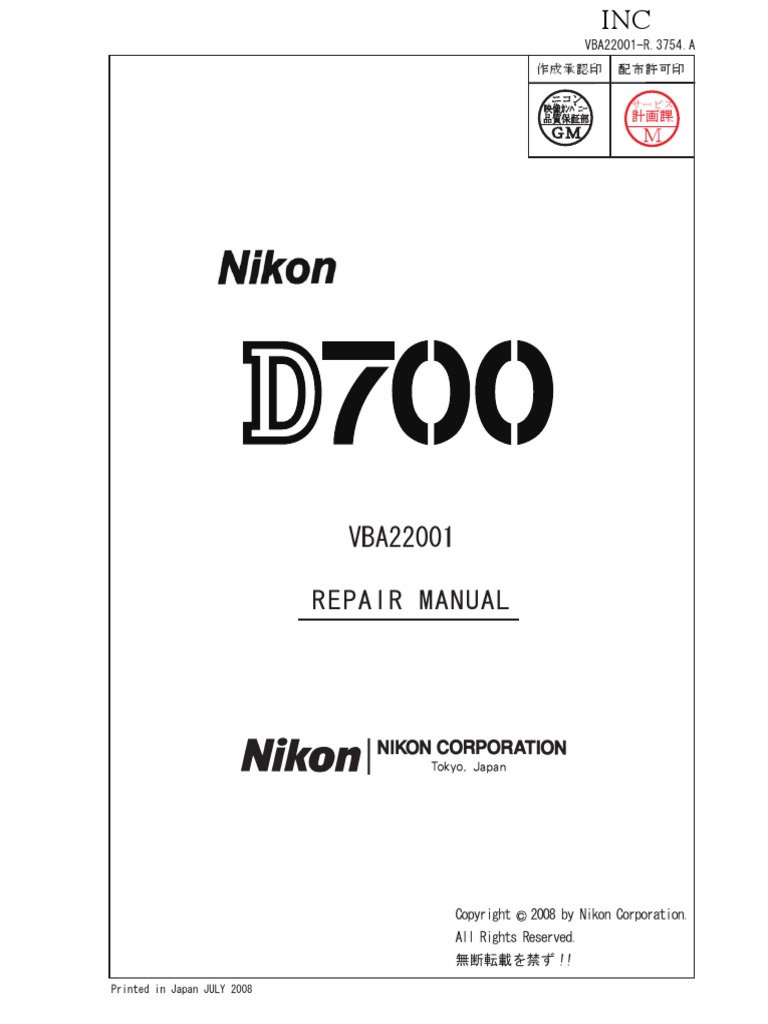 Nikon D700 Repair Manual Pdf