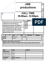 Call Sheet For 3 Scenes