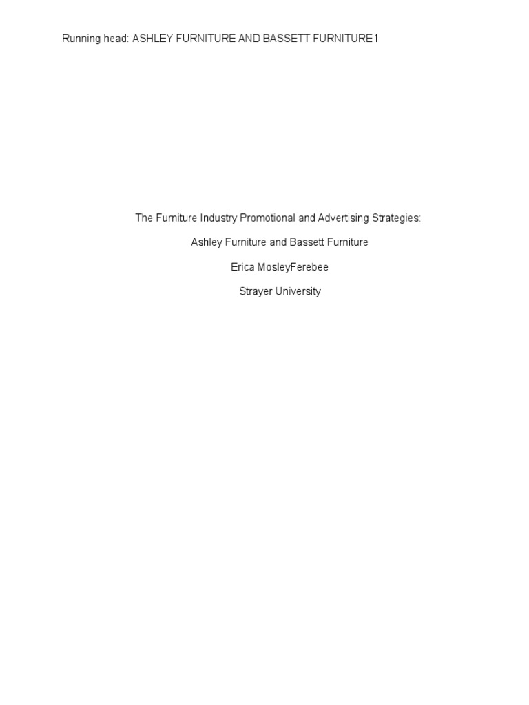 Running Head 1 Ashley Furniture and Bassett Furniture PDF Outsourcing Retail