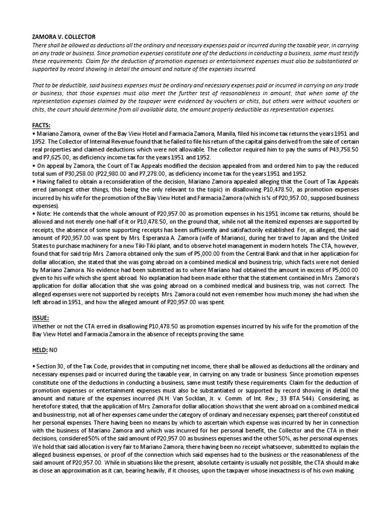 Determining Reasonable Business Expenses The Deductibility of