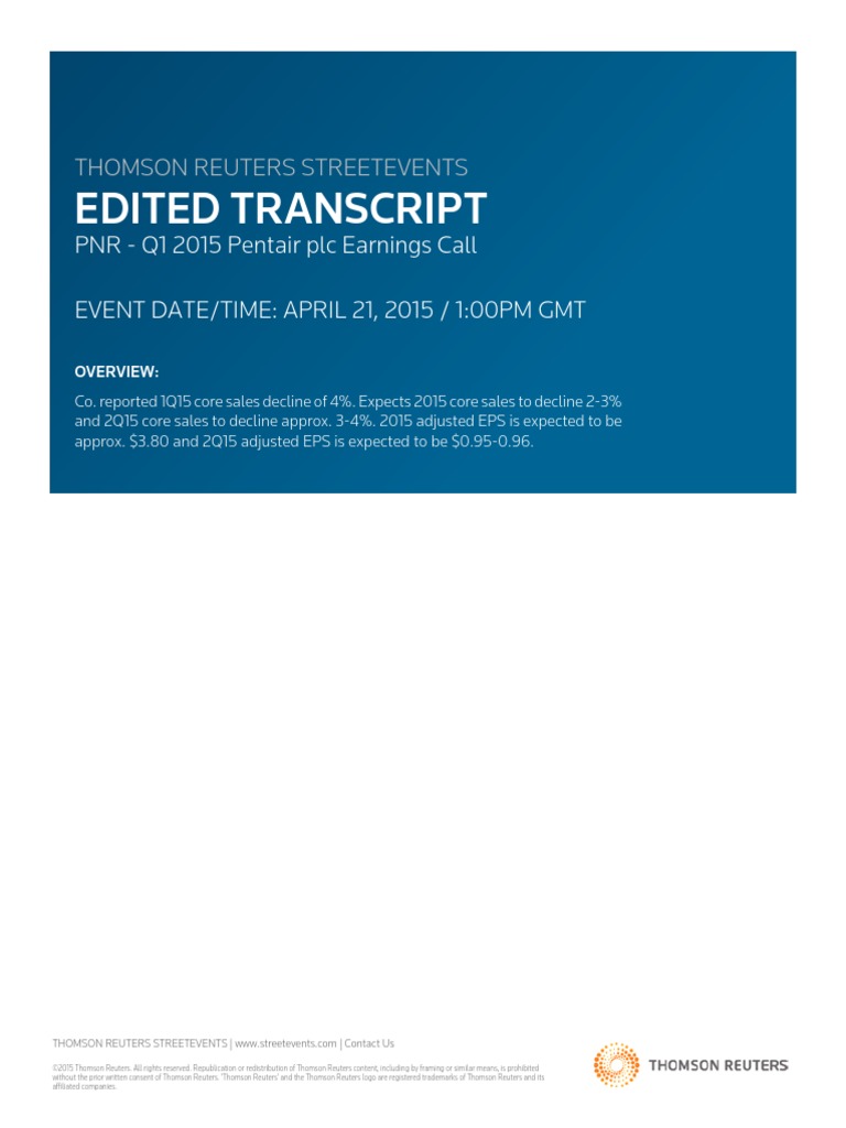Edited Transcript: Thomson Reuters Streetevents | PDF | Mergers And ...