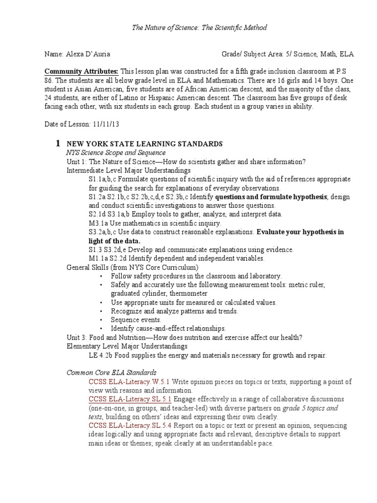 5th Grade Scientific Method Lesson Plan | PDF | Scientific Method ...
