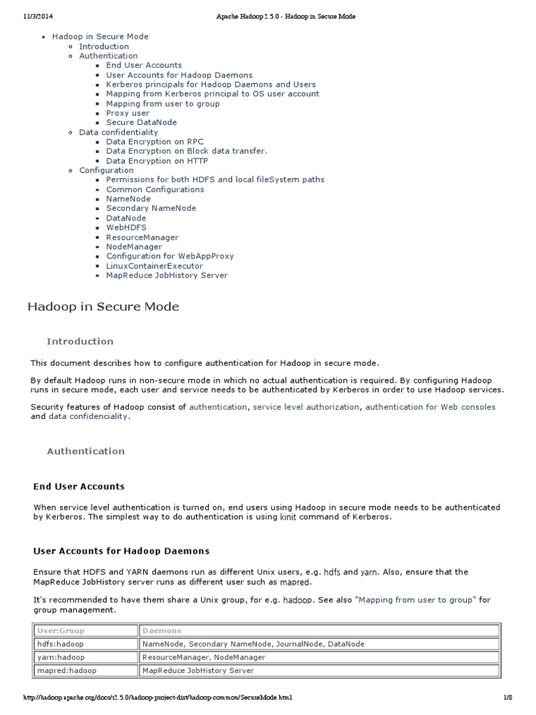 Configuring Hadoop Secure Mode | PDF | Apache Hadoop | Superuser