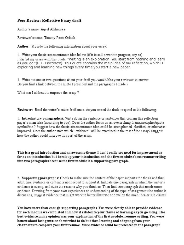 Reflection paper format image