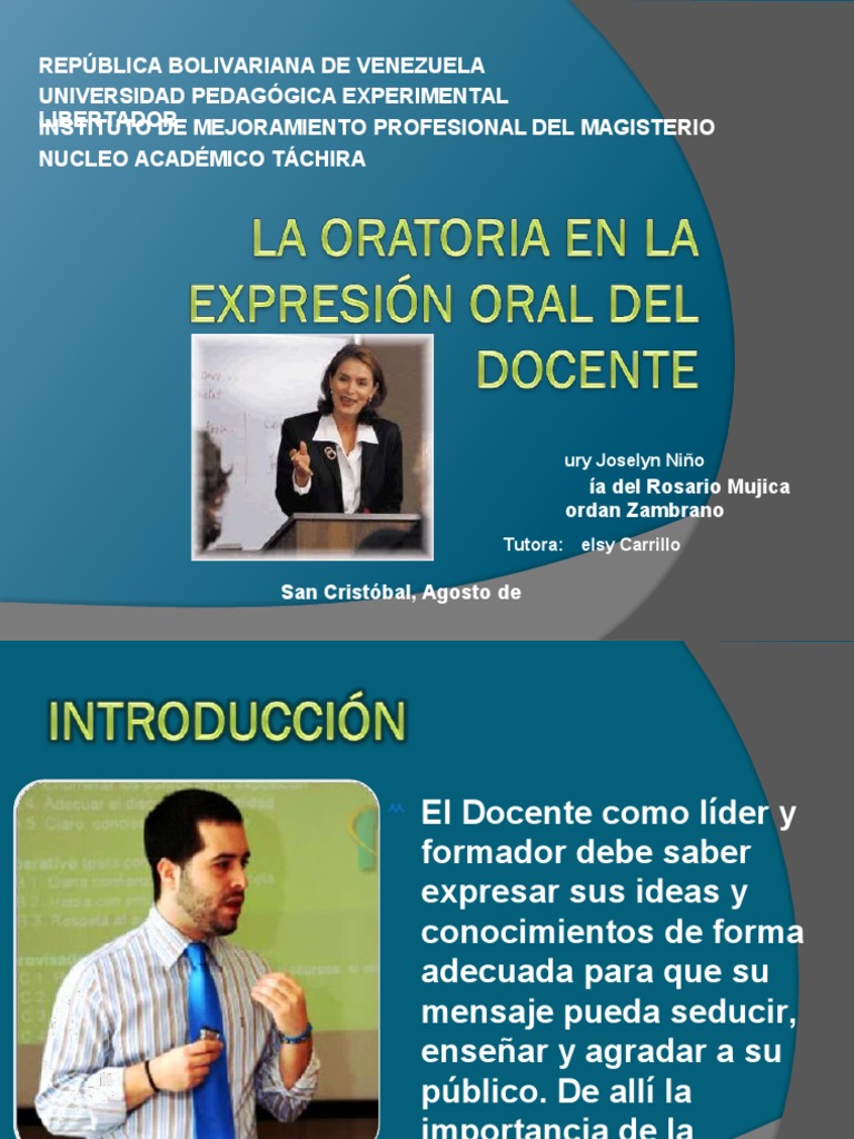 Importancia de la Oratoria en Docentes | PDF | Maestros | Ciencia cognitiva