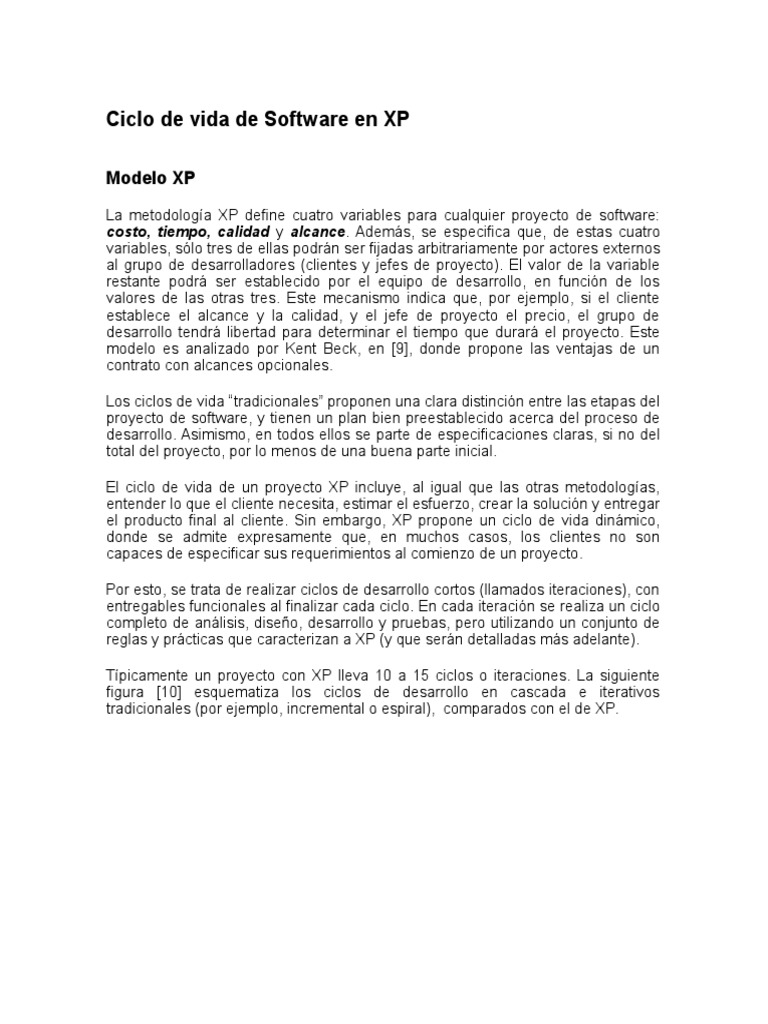 Fases del Ciclo de Vida en XP | PDF | Proceso de desarrollo de software ...