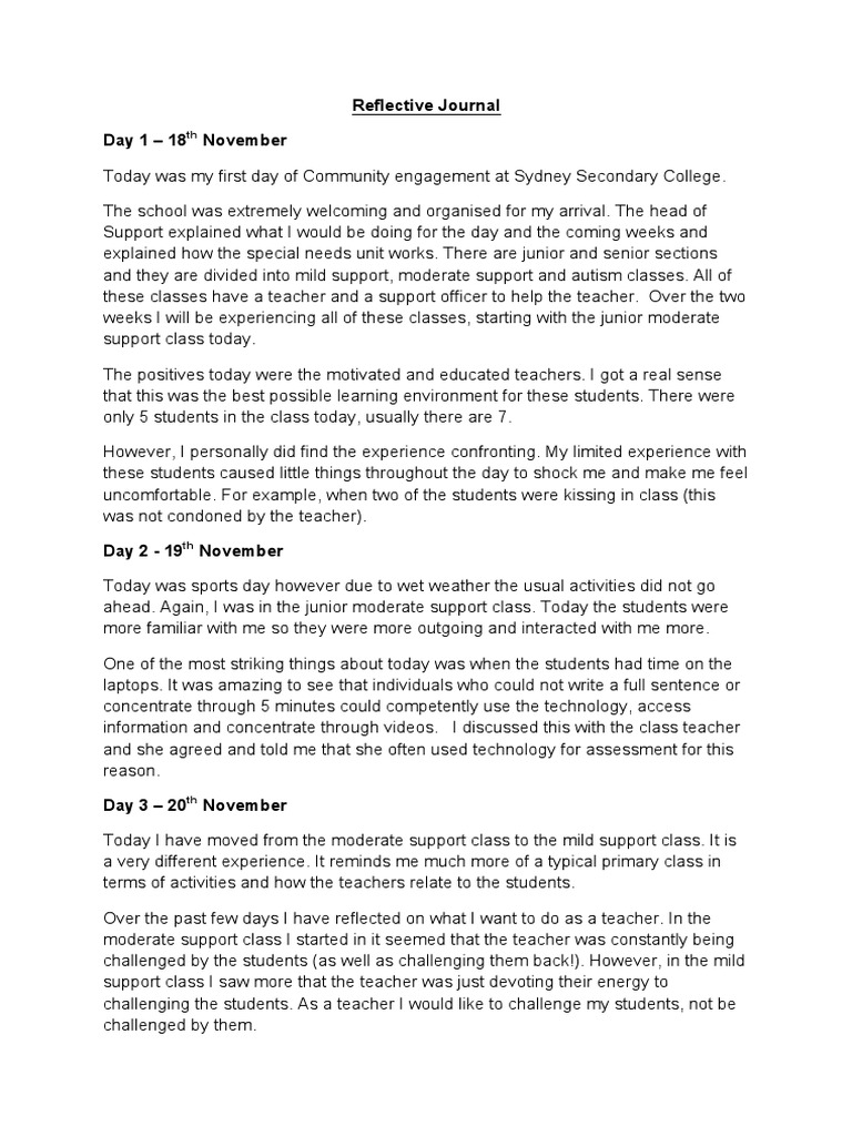 Reflective Journal of Student Teaching | PDF | Special Education | Teachers