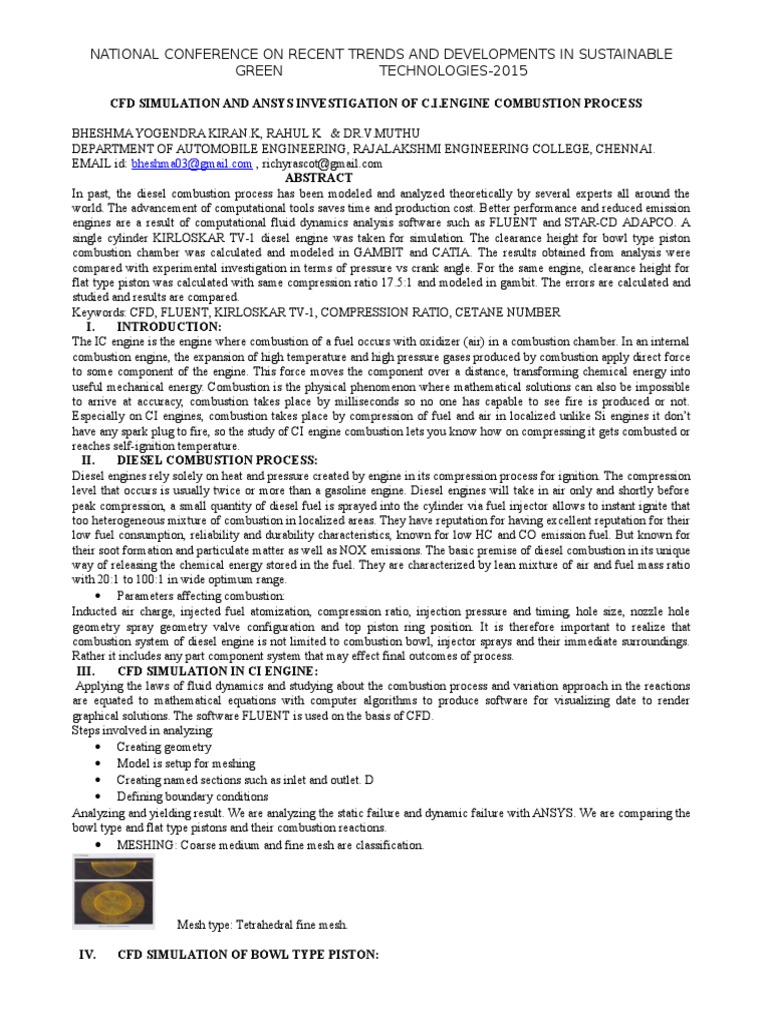 CFD Ic Engine | PDF | Internal Combustion Engine | Diesel Engine