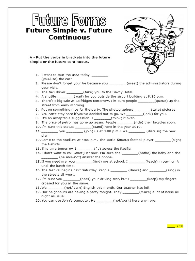 Future Simple vs Continuous Exercises | PDF | Home & Garden