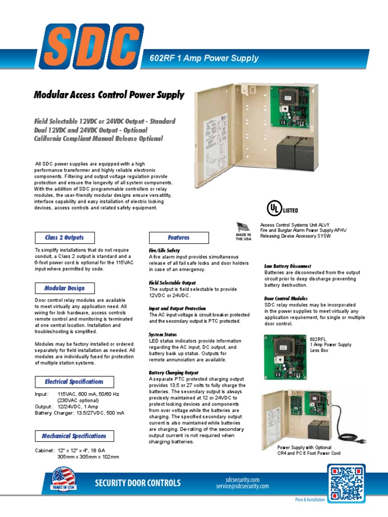 SDC 602RF Data Sheet | PDF | Power Supply | Battery Charger