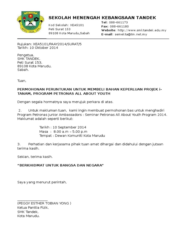 Surat Tawaran Pembekal Pdf
