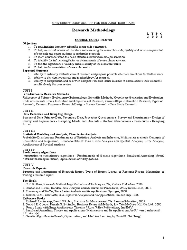 research methodology syllabus for phd computer science